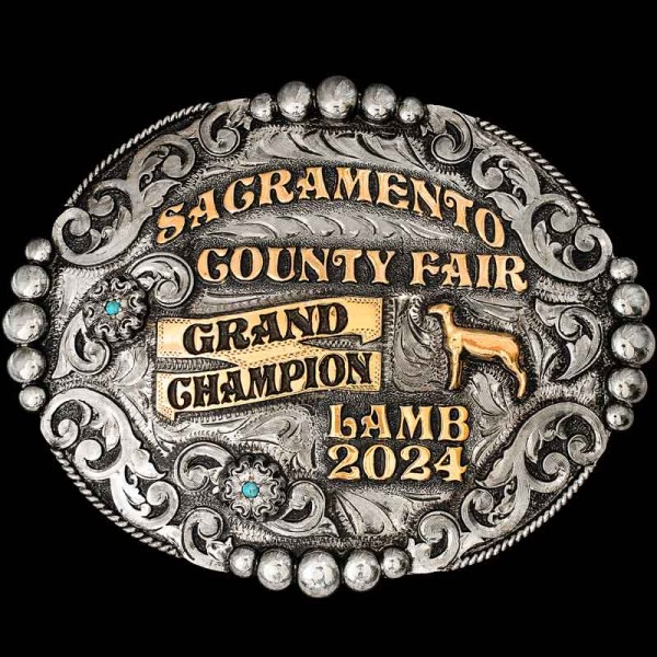 The classic Western-style Bozeman Custom Belt Buckle is the best award for your rodeo or county fair! Customize this vintage silver buckle now!